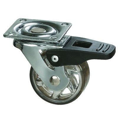 Roulette StrongCastors TOP, diamètre 50 mm, transparente foncée, avec frein