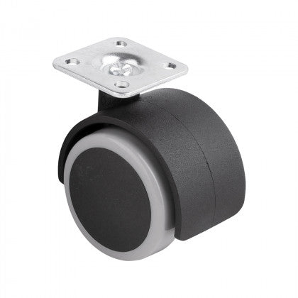 Roulette StrongCastors avec filetage souple, diamètre 50, grise, avec plaque