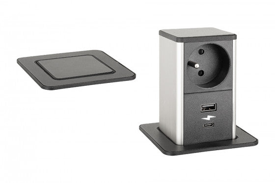 Prise StrongPower PowerUp, 1x230V, chargement USB A/C, Noir, Fr